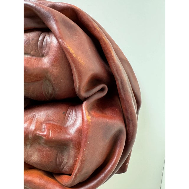 Vintage Leather Face Wall Sculpture For Sale - Image 11 of 12