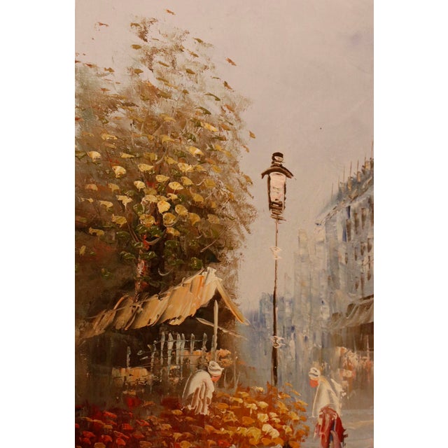 Authentic 1950s Caroline Burnett Framed Oil on Canvas Impressionistic Painting of Parisian Street and Moulin Rouge For Sale - Image 15 of 15