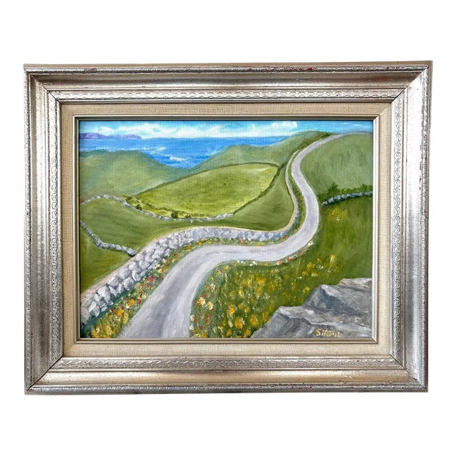 Late 20th Century Reta Snow Oil Painting on Board Titled "Ireland" - Signed, Matted, and Framed For Sale