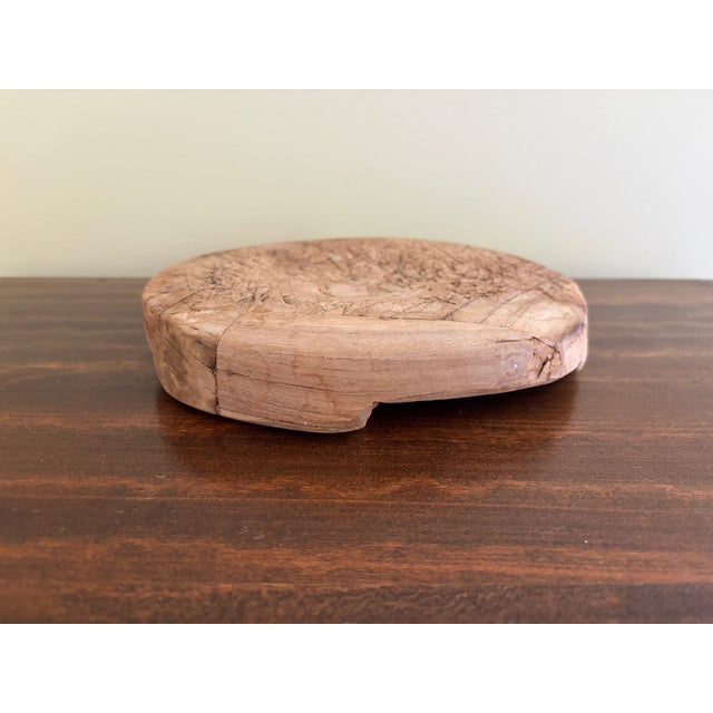 Late 19th Century Primitive Round Wooden Cutting Board With Timeworn Patina For Sale - Image 10 of 14