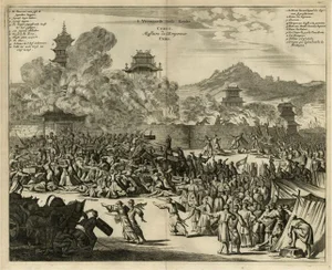 After Montanus, The Murder of Emperor Cubo in Kyoto, Japan, 1669, Print