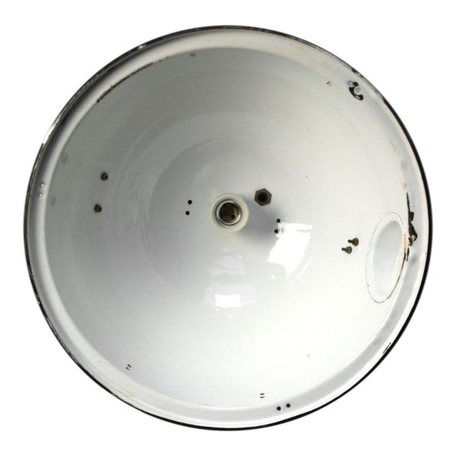 Large Vintage Industrial Pedant Light in Black Enamel, 1950s For Sale - Image 4 of 6