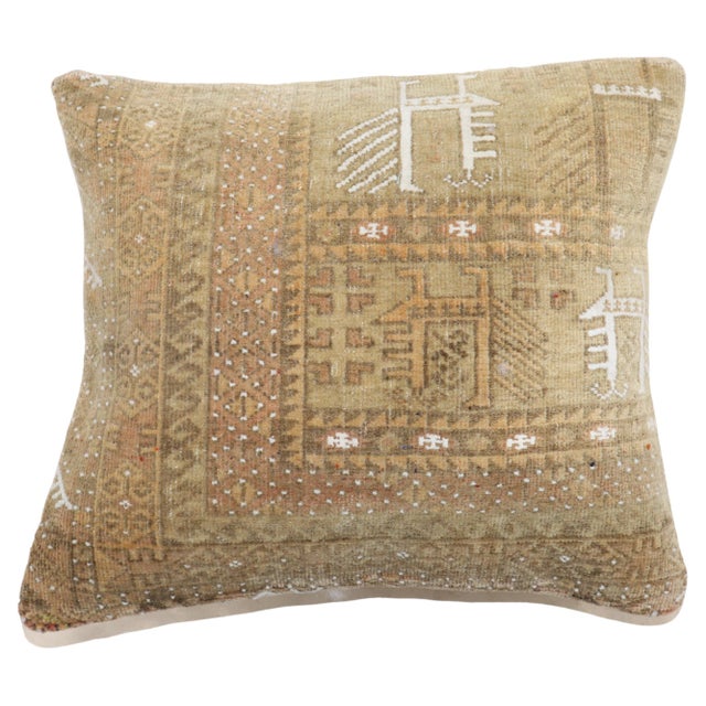 Pillow made from a mid 20th-century neutral color Afghan Rig Measures: 14" x 16".