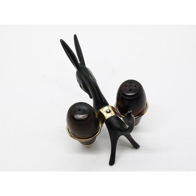 American Donkey Salt and Pepper Shakers with Holder by Walter Bosse for Hertha Baller, Austria, 1950s, Set of 3 For Sale - Image 3 of 13