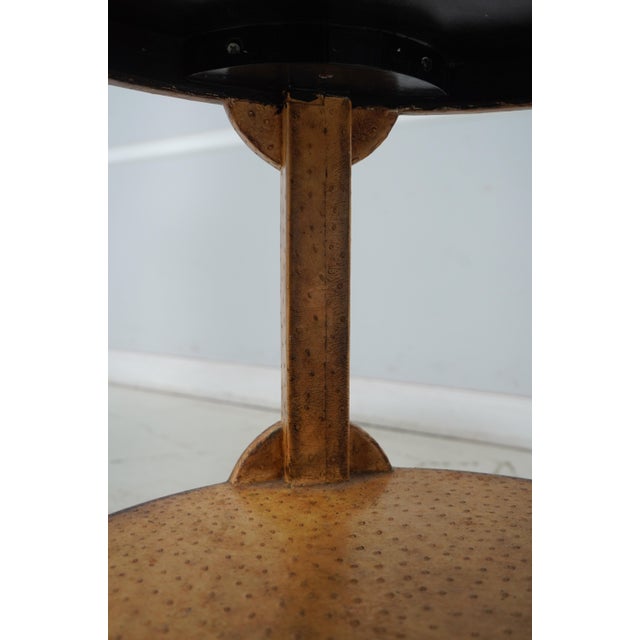 Maitland Smith Round Leather Wrapped Lamp Table For Sale In Philadelphia - Image 6 of 12