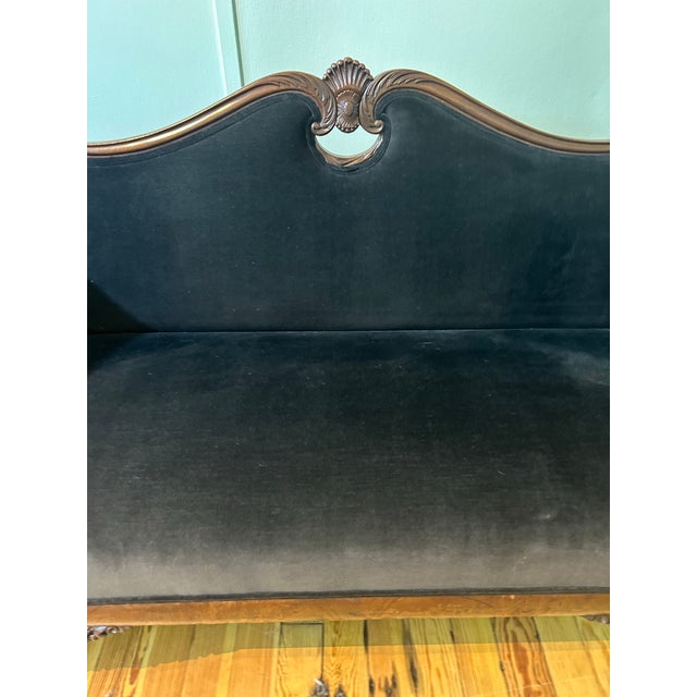 Wood Antique Late 19th Century Victorian Sofa/Settee - New Upholstery. Carved Mahogany Frame For Sale - Image 7 of 8