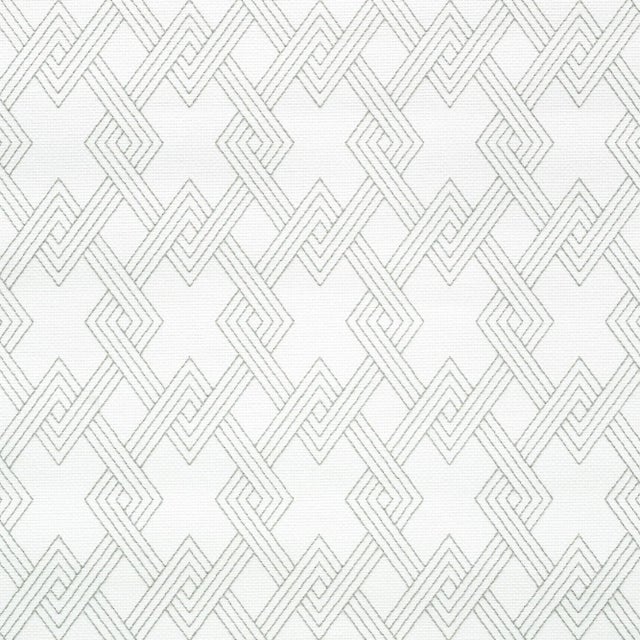 Contemporary Sample - Schumacher Hix Embroidered Paperweave Wallpaper in Grey For Sale - Image 3 of 3
