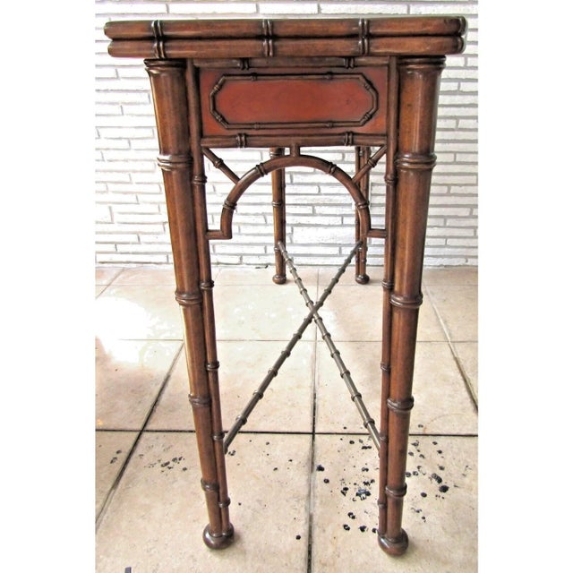 Brown Theodore Alexander Mahogany Edwardian Bamboo Console Table Indochine 5300-138 For Sale - Image 8 of 12