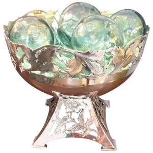 Vintage Silver Plate Compote & Aqua Floats - Set of 11