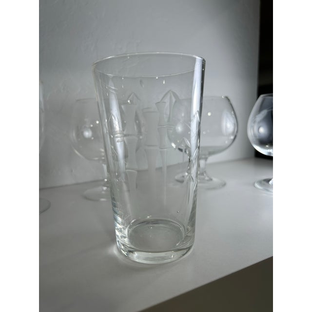 Mid-Century Modern 1950s Set of 8 Noritake Glasses in a Combination of the Iconic Wheat and Bamboo Patterns, 3 Brandy Glasses,1 Tall Boy, and 4 Wine Glasses For Sale - Image 3 of 8