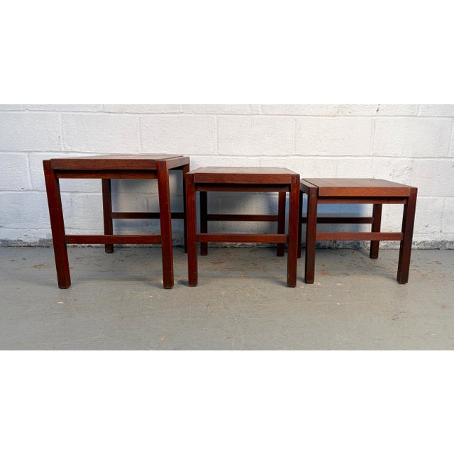 Mid-Century Danish Rosewood Nesting Tables For Sale - Image 4 of 11