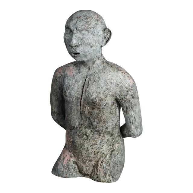 Mid Century Modern Terra Cotta Torso Sculpture of a Man by York Lewis Circa 1980 For Sale