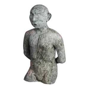 Mid Century Modern Terra Cotta Torso Sculpture of a Man by York Lewis Circa 1980