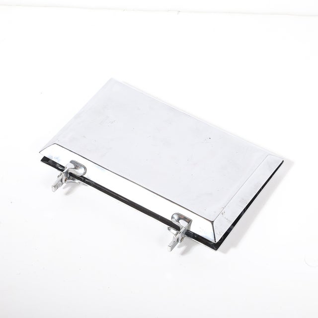 Art Deco Chrome Folding Tray With Triangular Walnut Handle For Sale - Image 11 of 12