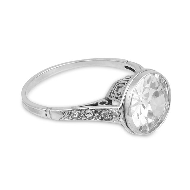 1920s 1920s Art Deco Gia 2.21 Carat Old European Cut Diamond Engagement Ring, Size 5.5 For Sale - Image 5 of 7