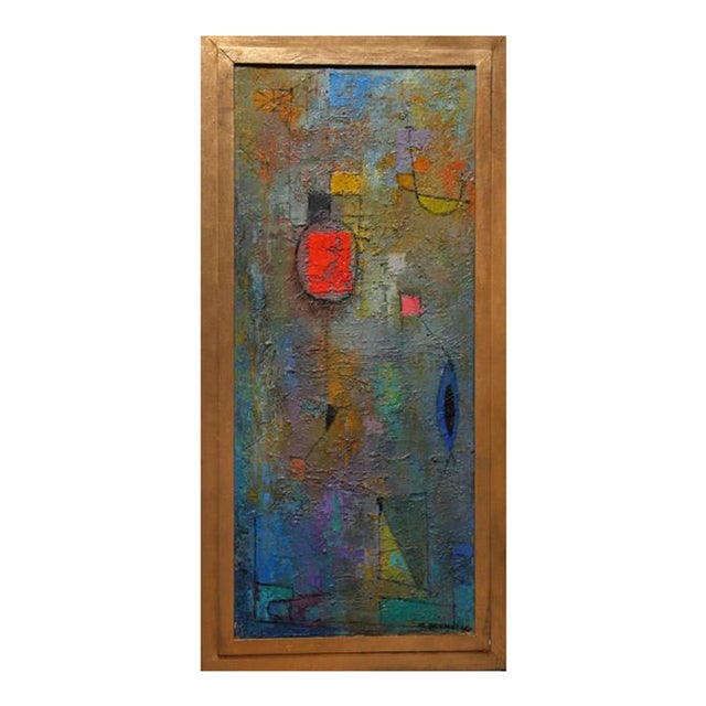 Minimalist Cubist Abstract, Signed Oil Painting by Miriam Bromberg For Sale