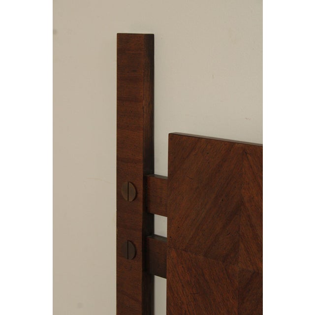 Lane Mid Century Modern Brutalist Queen Size Walnut Headboard For Sale - Image 10 of 12