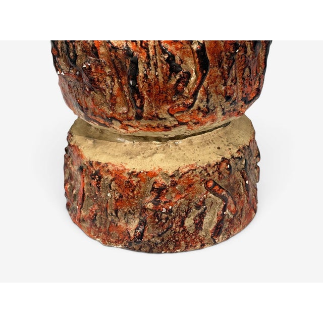 Ceramic 1970s Bernard Rooke, Brutalist Table Lamps, Beige Textured Ceramic, England - a Pair For Sale - Image 7 of 9