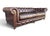 Wood Restoration Hardware Chesterfield Cognac Leather Sofa With Brass Nailhead & Casters For Sale - Image 7 of 16