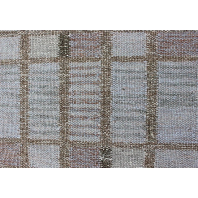 Gray colored geometric stripe block modern Scandinavian flat-weave design rug, rug , country of origin / type: India /...