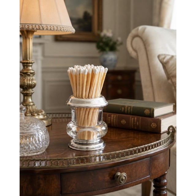 A lovely sterling silver and glass match striker / holder by Frank M Whiting, circa 1930. Maker's mark on collar. This...