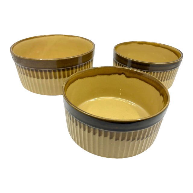 Mid Century Stoneware Serving / Mixing Bowls Made in England- a Set of 3 For Sale