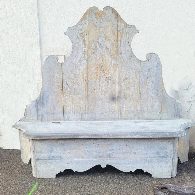 Wood Castle Entrance Benches with Storage Compartments in Painted Wood, 19th Century, Set of 3 For Sale - Image 7 of 18