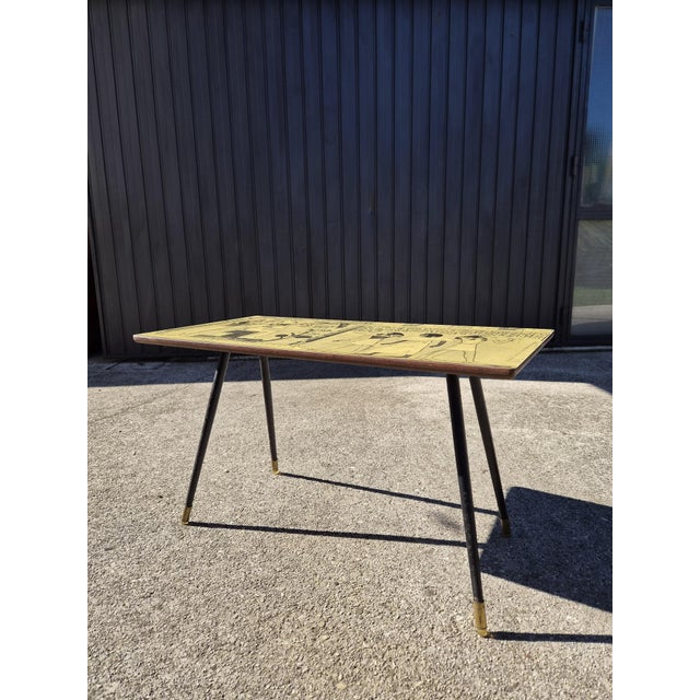 Black Mid-Century Modern Italian Coffee Table with Egyptian Decor, 1950s For Sale - Image 8 of 10
