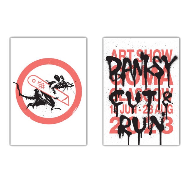 Banksy, Cut and Run, 2023, Lithographic Posters, Set of 2 For Sale