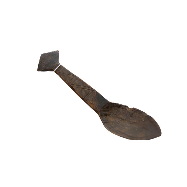 Brown Vintage African Wooden Spoon For Sale - Image 8 of 8