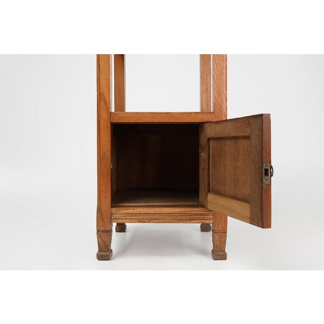 Brown French Art Deco Nightstand in Oak with Pink Marble Top, 1930s For Sale - Image 8 of 14