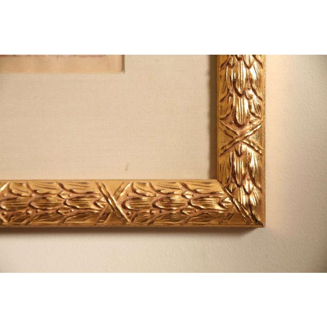 Vintage Art Deco Edouard Chimot Watercolor Painting Custom Framed French For Sale In Miami - Image 6 of 11