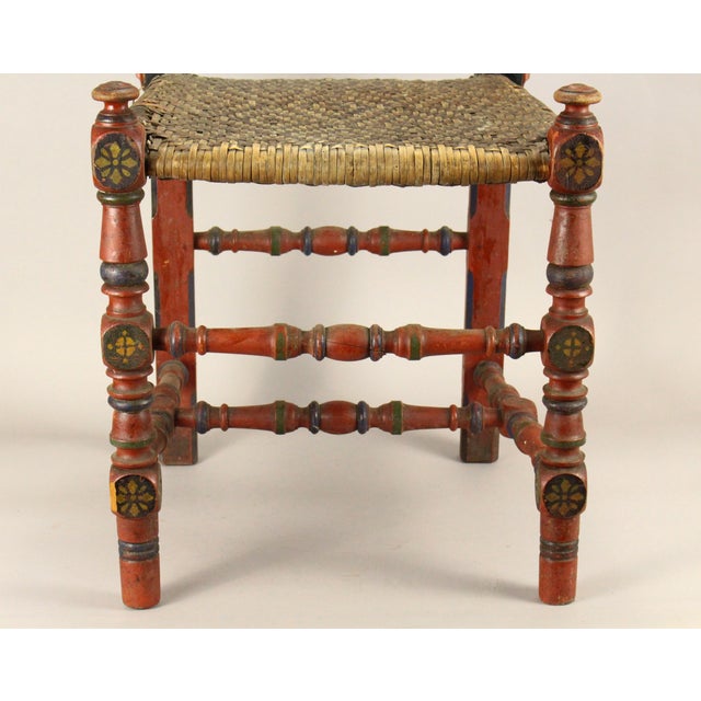 Dated 1902 German Schwälmer Folk Art Wedding Chair For Sale - Image 4 of 18