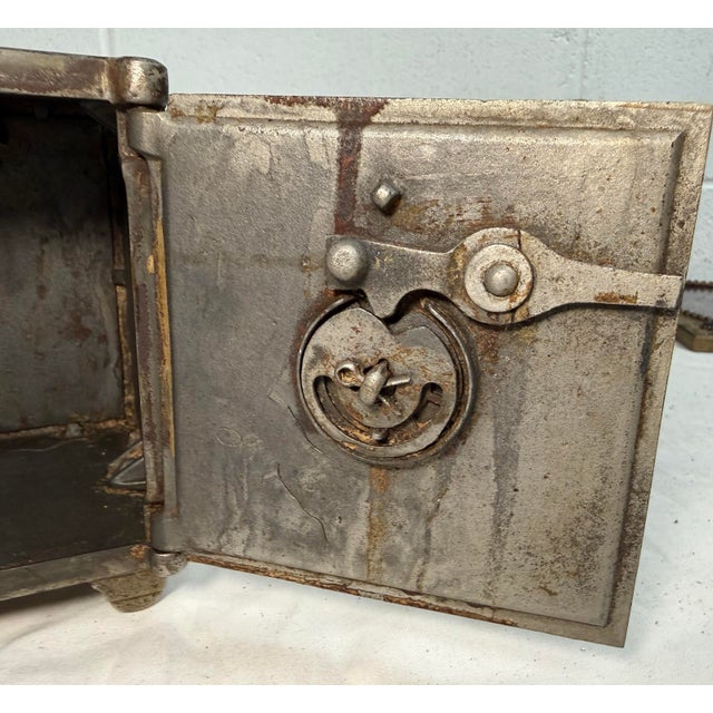 Large Rare Antique 19th Century Ornate Cast Iron Safe Deposit Coin Still Bank For Sale - Image 10 of 14