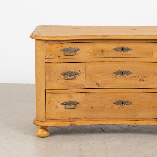 19th Century Danish Pine Curved Chest of Three Drawers For Sale - Image 9 of 15