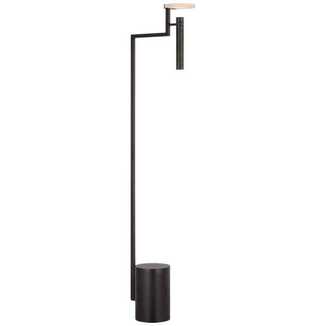 Modern Kelly Wearstler by Visual Comfort Signature Melange 52" Floating Disc Floor Lamp in Bronze with Alabaster For Sale - Image 3 of 3