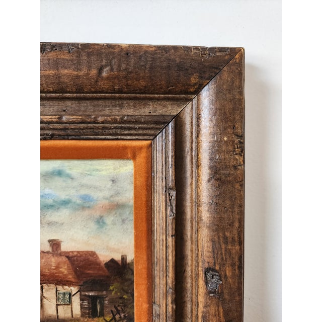 Antique Rustic Pastoral Oil Paintings - A Pair For Sale - Image 10 of 14