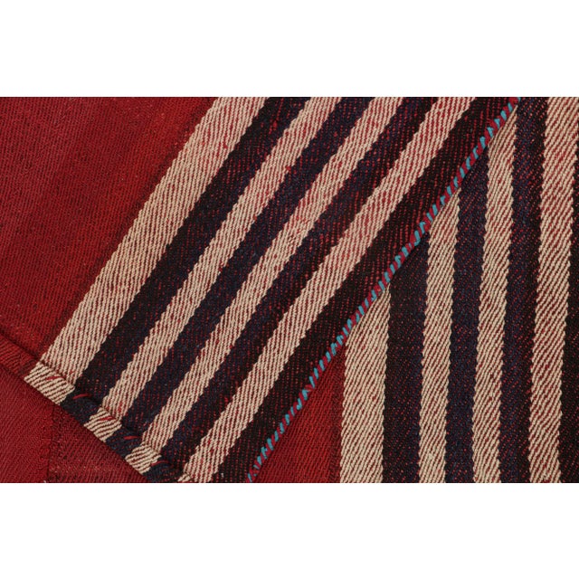 Textile 1950s Vintage Persian Kilim Runner in Red With Blue and White Stripes by Rug & Kilim For Sale - Image 7 of 8