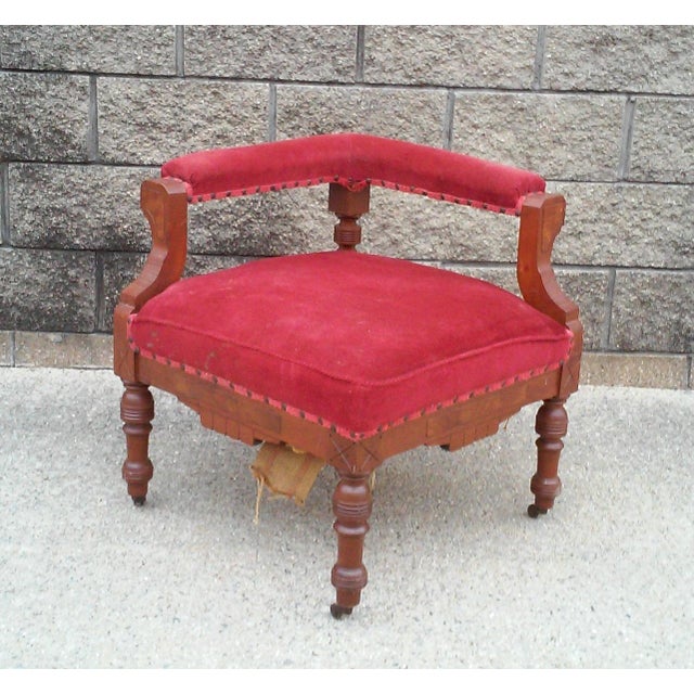 Victorian Antique American Eastlake Victorian Corner Chair For Sale - Image 3 of 11