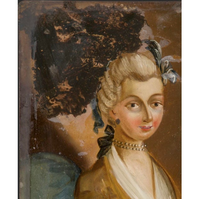 Early 18th-Century Italian Venetian Portrait Painting on Glass For Sale - Image 13 of 14