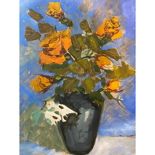 Nicolai Cikovsky, Modernist Floral Oil Painting Roses, Flowers in Vase WPA Artist Nicolai Cikovsky For Sale In Miami - Image 6 of 7