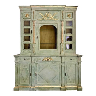 1930s Early Mid Century French Painted Empire Revival Style China Cabinet For Sale