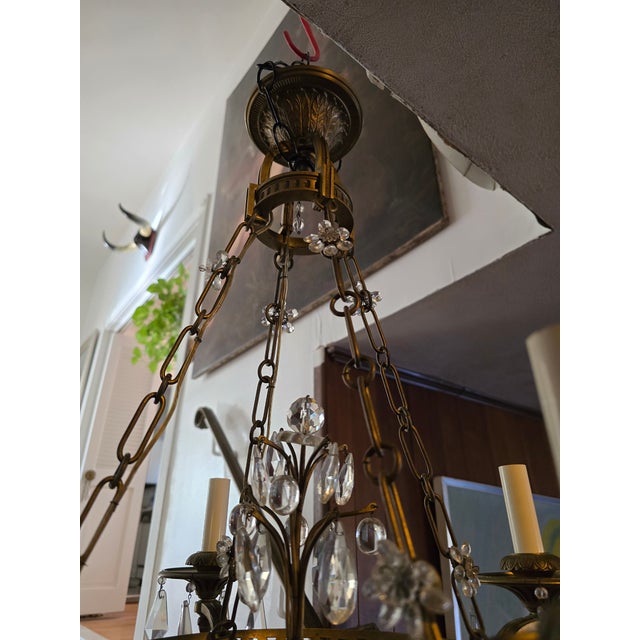 Metal Antique Bronze Crystal Maison Bagues Style Chandelier For Sale - Image 7 of 12