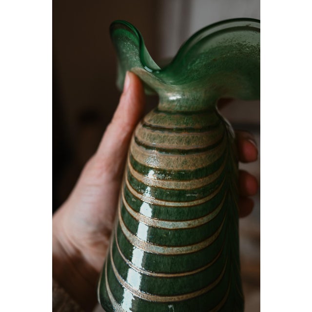 Vintage Iridescent Green Glass Vase, 1920s For Sale - Image 4 of 6
