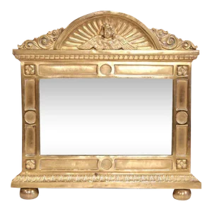 19th Century French Repoussé Brass Wall Mirror With Cherub Crest