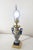 Late 20th Century Exquisite Blue, Yellow, & White Floral & Striped Porcelain/Ceramic Urn/Vase Style Solid Brass Base & Upper Lamp Excellent Condition. For Sale - Image 11 of 14
