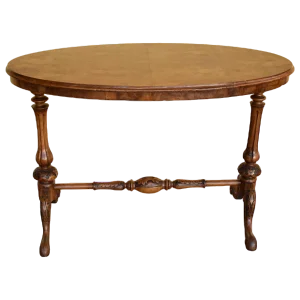 19th Century Victorian Burr Walnut Oval Occasional Table