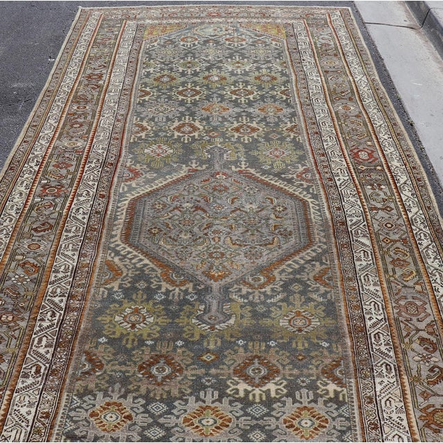 Early 20th Century Antique Persian Malayer Gallery Rug With Medallion and Rosette Design For Sale - Image 5 of 15