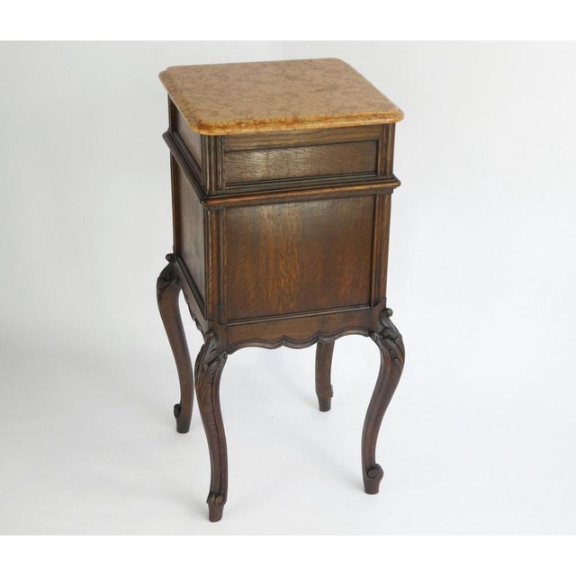 Antique French Louis XV Wooden Side Table with Marble For Sale - Image 4 of 11