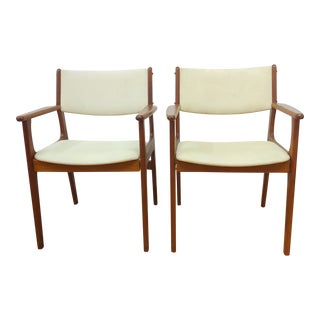 Late 20th Century Erik Buch Style Danish Modern Arm Chairs -A Pair For Sale